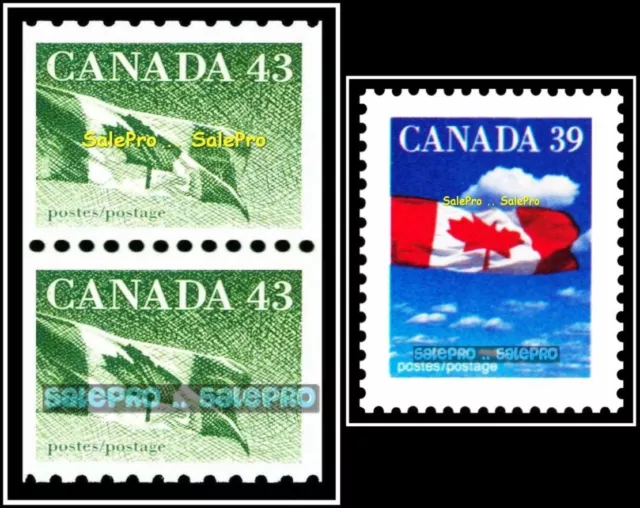 3x CANADA 1989 1992 CLOUD OVER MAPLE LEAF FLAG MINT FV FACE $1.25 MNH STAMP LOT