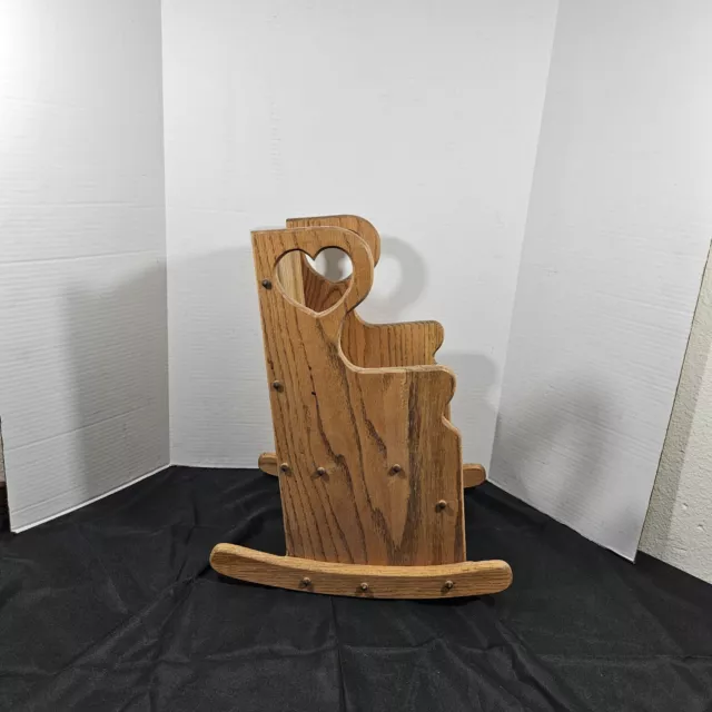 Vintage Child's Wooden Solid Oak Decor Prop Photo Shoot 16.25" Rocking Chair 2