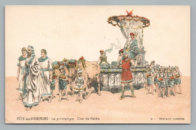 Fete des Vignerons “Spring” WINE Vineyard Art—French CPA Antique Vin UDB 1908
