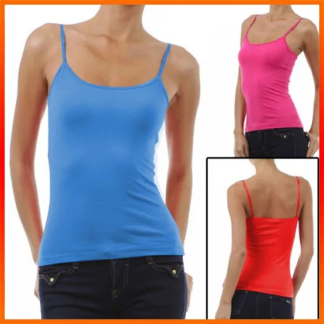CAMI Camisole with Built in Shelf BRA Adjustable Spaghetti Strap Layer Tank Tops