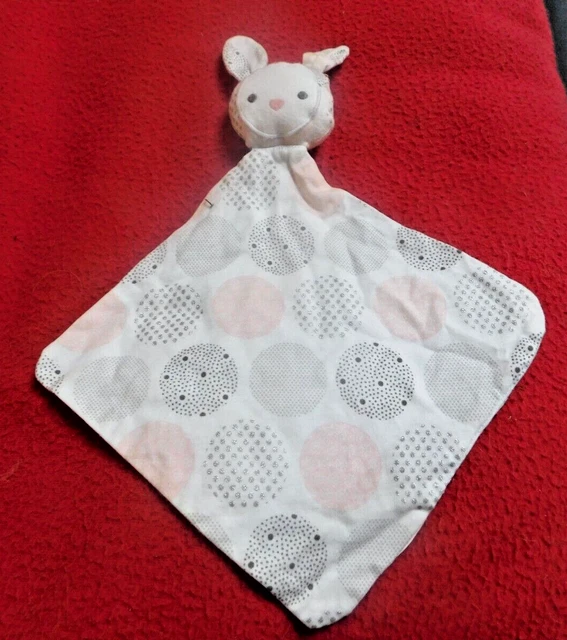 doudou plat lapin blanc rond gris rose OBAIBI