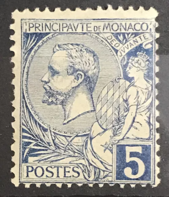 MONACO - 1891 5C BLUE PRINCE ALBERT MM SG 13 cv £65