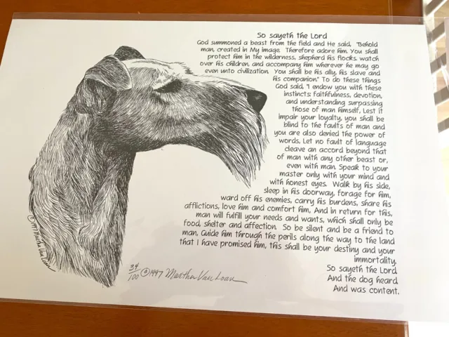 Irish Terrier Poem  Ltd Edition Print 11x17 By Van Loan