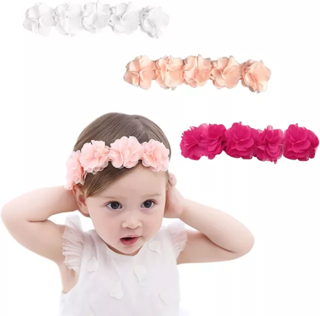 Flower Crown Baby Headbands Newborn Floral Birthday Headbands for 4-24 Months