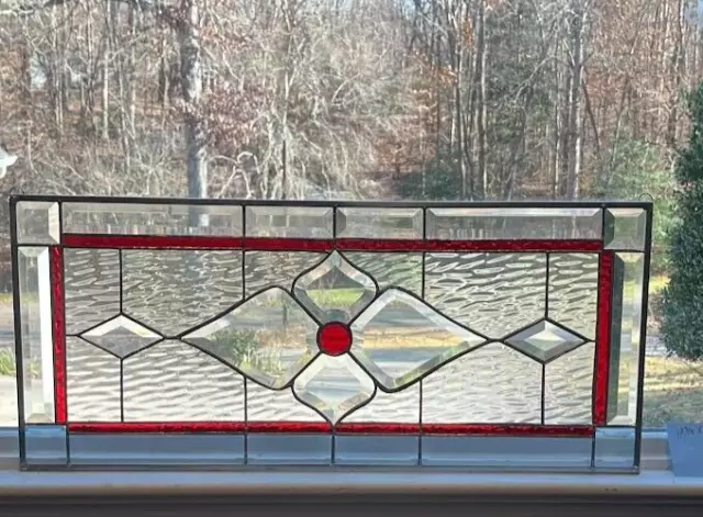 Red  Stained Glass and Beveled Transom-Gorgeous!