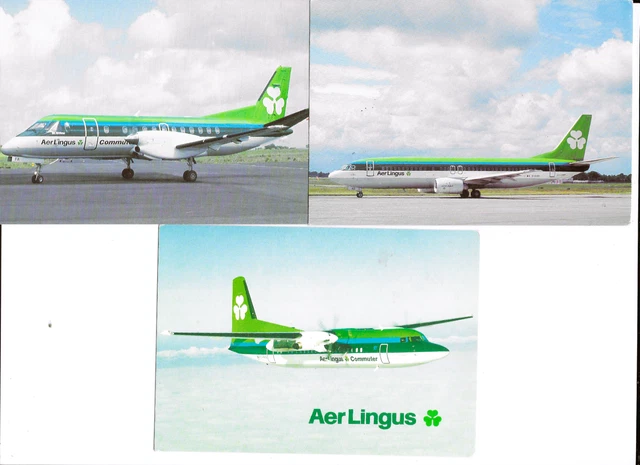 AER LINGUS POSTRCARDS, 737-400, SAAB340B, FOKKER 50 Airline Issue