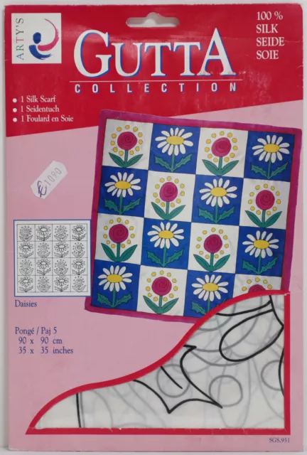 "Seidentuch, ARTY'S Gutta Collection, "Daisies" 90 x 90 cm, Pongé 5