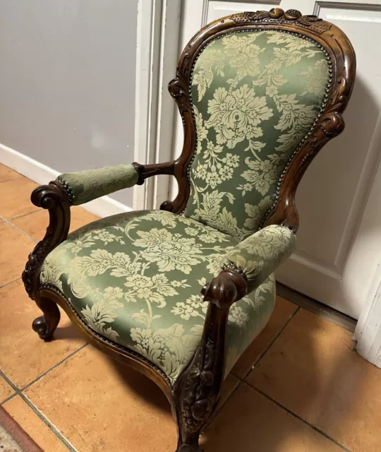 Antique Early Victorian Walnut Ladies Nursing Chair