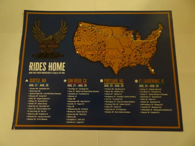 Harley Davidson 115th anniversary Biker's Ride Home Milwaukee Mini Poster 8x11