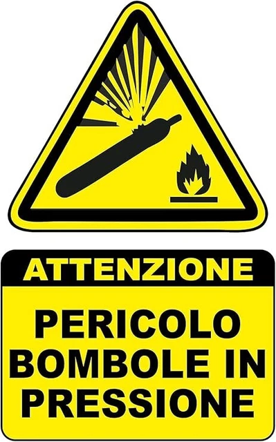 PIXLEMON Cartello Alluminio 30x20 Cm - Pericolo Bombola Pressurizzata - Segnaletica Di Sicurezza W0290010ALB0300X0200 - 3