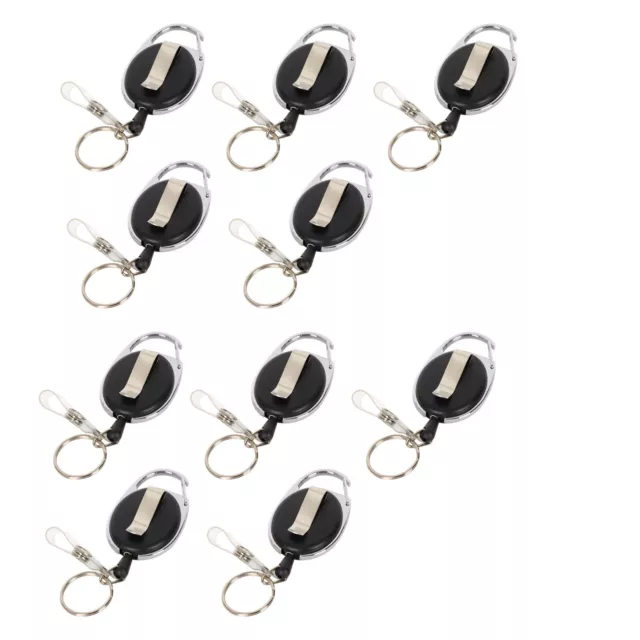 Retractable Keychain Clip Heavy Duty Recoil Key Chain Holder Ring Badge Oval 10x