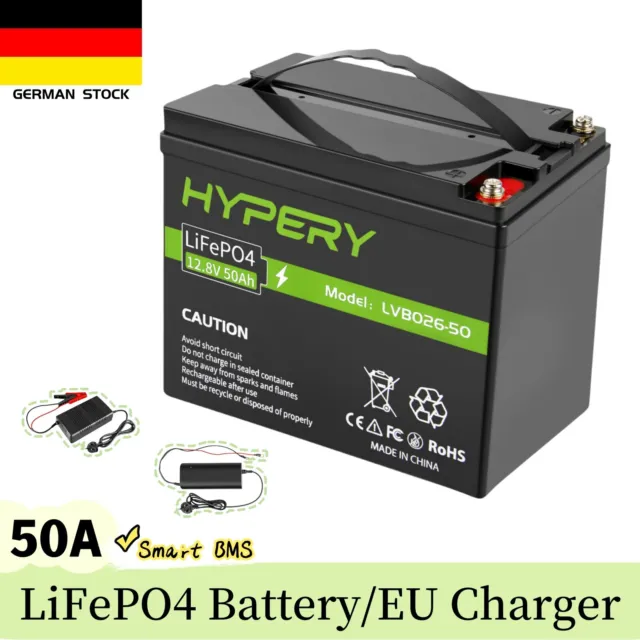 12V 50Ah LiFePO4 Akku Solarbatterie Oder EU 14.6V Lithium Ladegeräte Off-grid RV