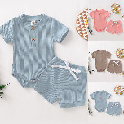 Newborn Baby Girl Boy Summer Clothes Romper Tops Jumpsuit Shorts Pants Outfits