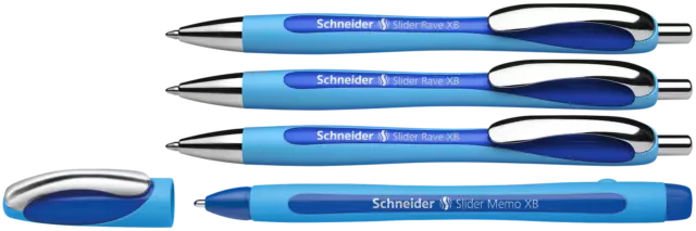 Schneider Kugelschreiber Slider Rave XB blau 4er Box 3x Rave XB 1x KS Memo XB