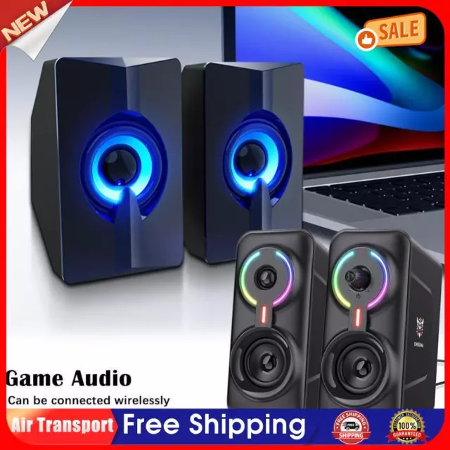 2pcs ONIKUMA L6 Portable Wired Gaming Stereo Speakers LED Audio Laptop Speaker A