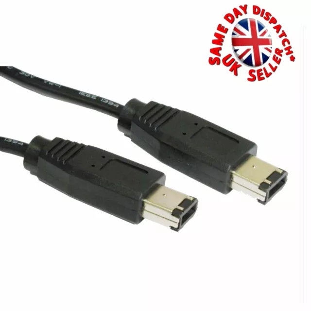 2m Firewire 400 6 pin to 6 pin 6-6 IEEE 1394 Cable 2 Metre Lead 3