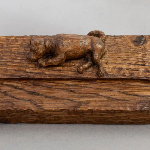 STUNNING Hand Carved OAK Wood DESK TOP PEN TRAY with JACK RUSSELL TERRIER Dog 2