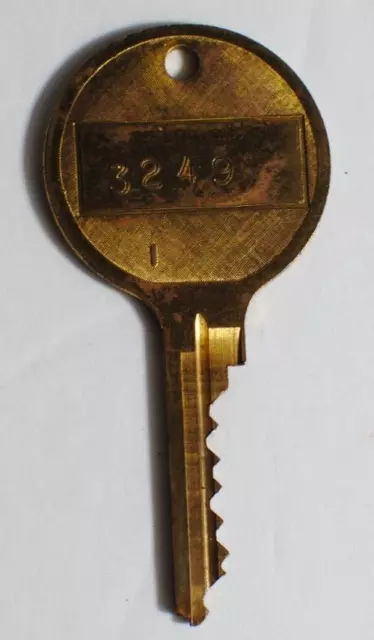 Vintage Hotel Brass Room Key #3249 Large Unknown