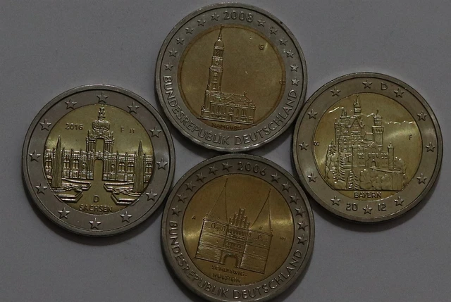 🧭 🇩🇪 Germany 2 Euro - 4 Commemorative Coins B56 #44