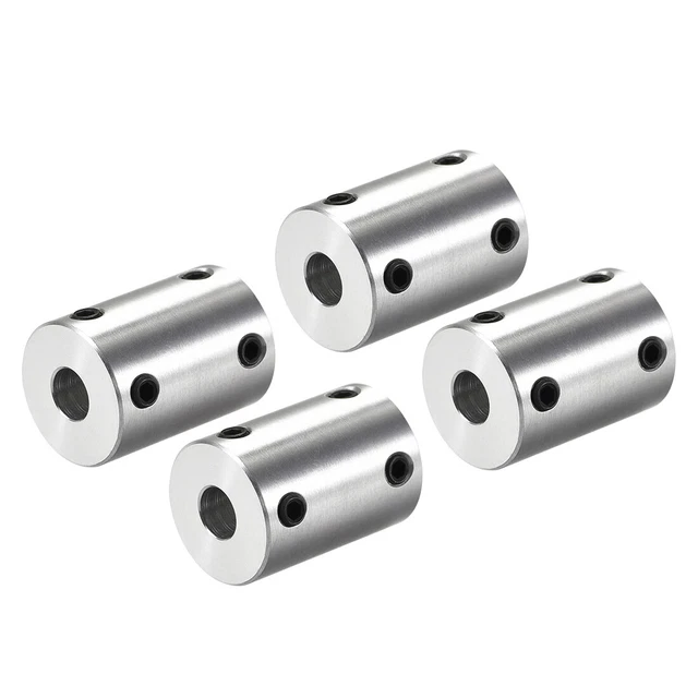 4pcs 6.35mm to 6.35mm Bore Rigid Coupling 25mm Length 18mm Diameter Silver