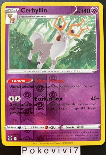 Carte Pokemon CERBYLLIN 069/189 Holo REVERSE Epée et Bouclier 10 EB10 FR NEUF