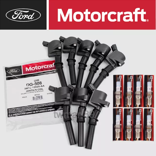 8Set OEM Motorcraft Ignition Coil DG508 &Spark Plug SP479 For Ford F150 4.6 5.4L 2