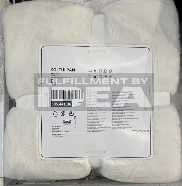 Brand New IKEA SOLTULPAN 51x67 " Off White Throw 505.441.36