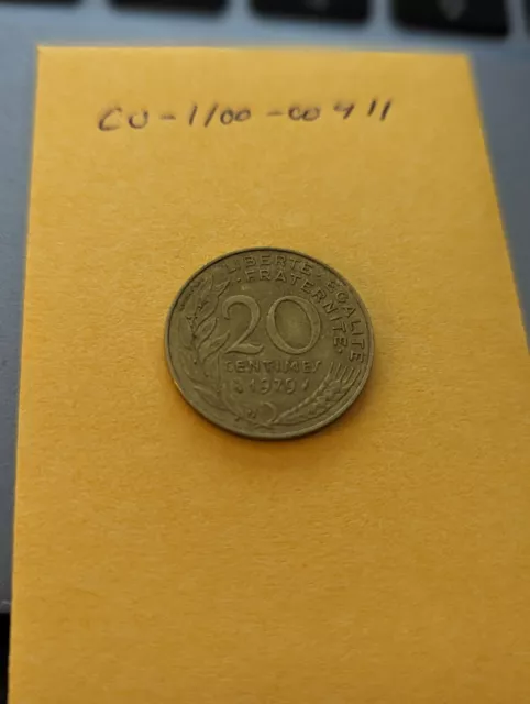 Vintage 1979 20 Centimes France Coin French Francaise Republique