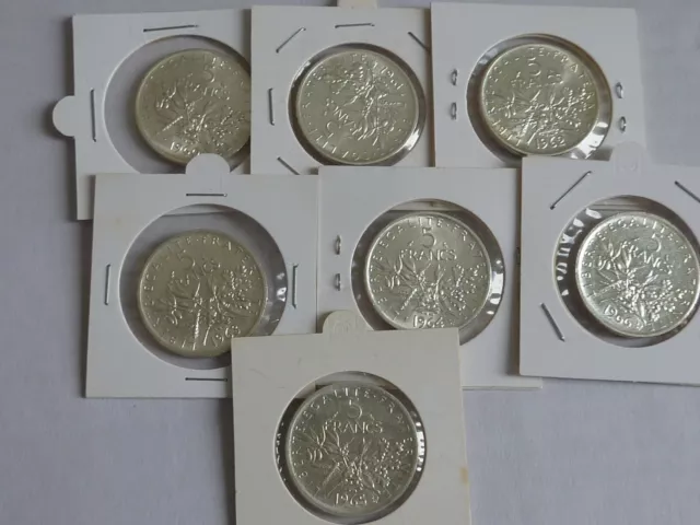 Lot de 7 pieces de 5 FRANCS ARGENT SEMEUSE