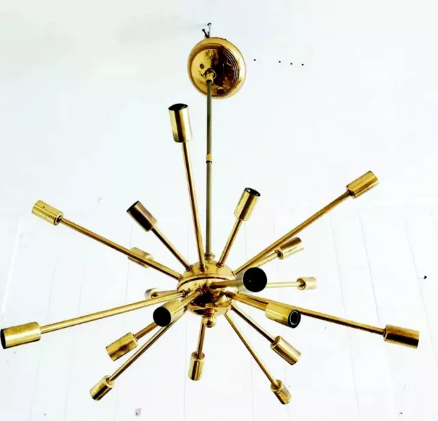 Mid Century 18 Arm Brass Sputnik Chandelier Decorative Industrial Ceiling Lights