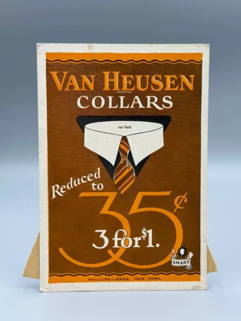 Vintage VAN HEUSEN COLLARS Clothing STORE Counter Advertising Easel Display SIGN