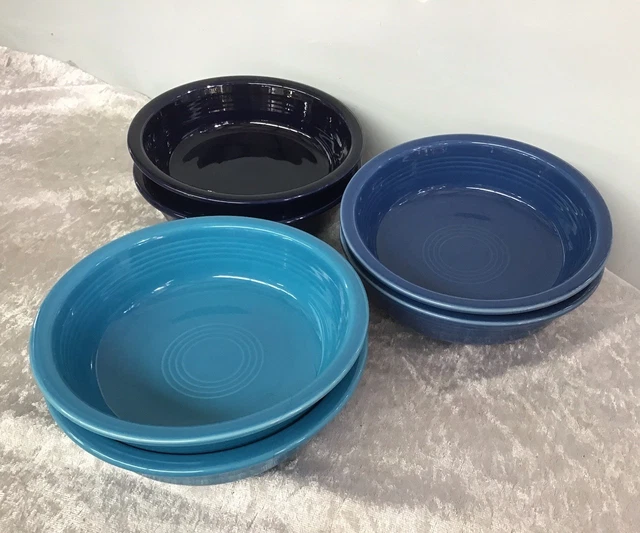 VINTAGE FIESTAWARE SET Of Homer Laughlin Blue Cereal Bowls Made