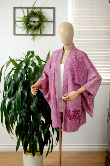 Dear Vanilla Japanese Silk Haori Jacket Women's Kimono Authentic Vintage Mint