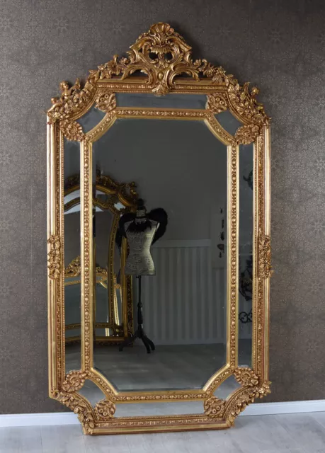 Specchio Figura Intera XXL 200cm Muro con Supporto Antico IN Stile Barocco