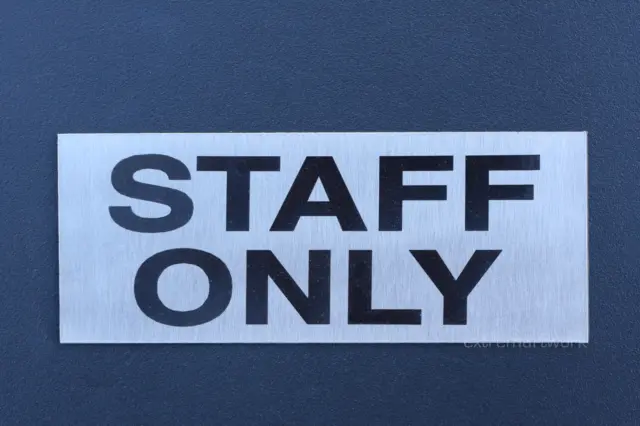 (STAINLESS STEEL METAL) STAFF ONLY Sign Gate, Door Wall Shop Restaurant Security