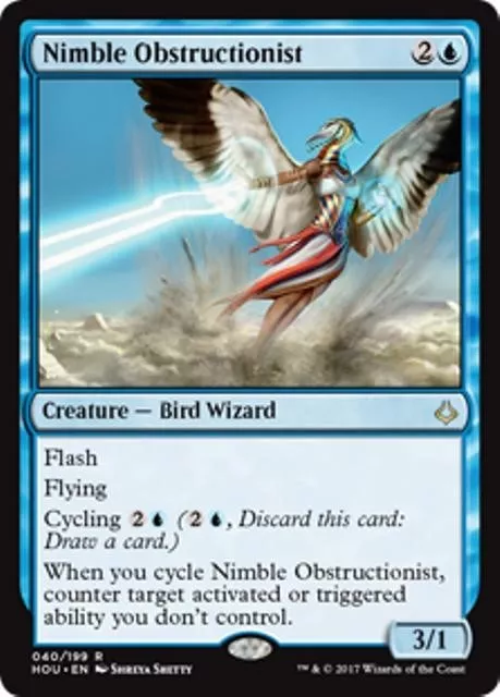 NIMBLE OBSTRUCTIONIST Hour of Devastation MTG Blue Creature — Bird Wizard Rare