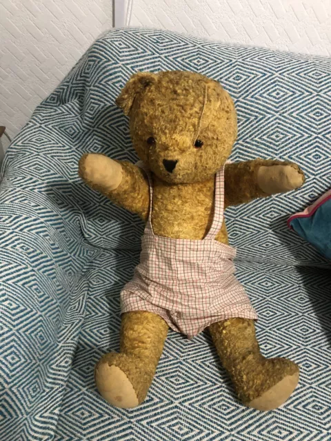 Old Vintage C1950 Teddy Bear Jointed Arms And Legs,Golden Plush needs A New Home