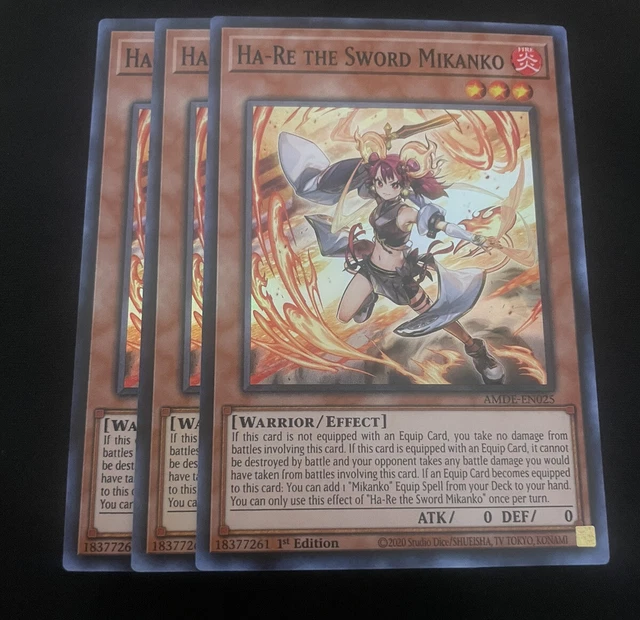 YUGIOH! 3x AMDE-EN025 HA-RE THE SWORD MIKANKO x3 SUPER RARE 1st ED Yu-gi-oh!