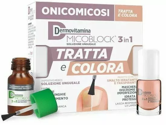 Dermovitamina Micoblock 3 in 1 Tratta e Colora Smalto Antifungo - 7+5ml