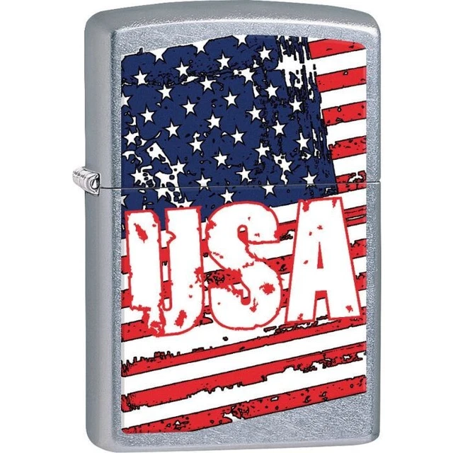 Zippo Lighter Windproof USA Flag All Metal Construction Dimensions 1.44" x 2.25"