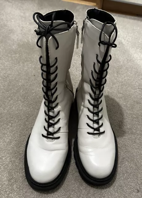 Zara cream lace up boots outlet