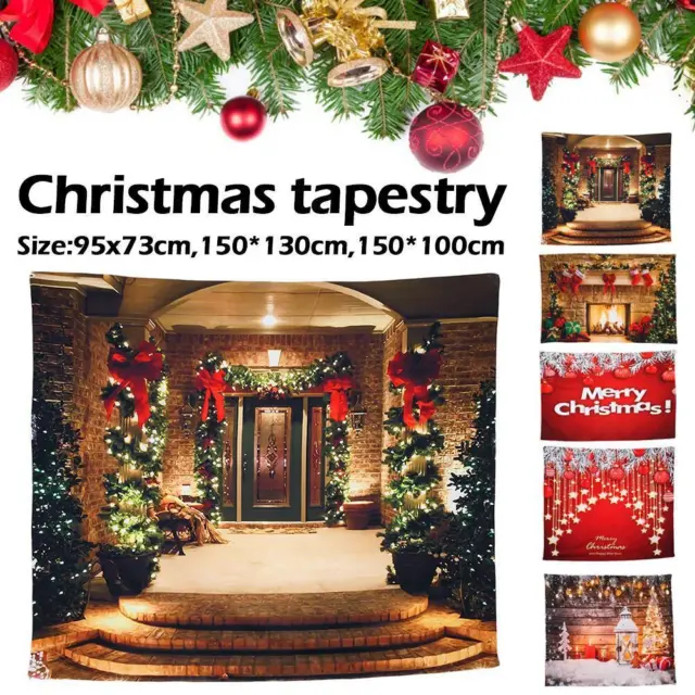 Christmas Tapestry Funny Santa Reindeer Print Wall DIY Xmas Hanging Decor P1W0
