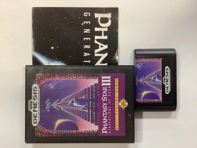 PHANTASY STAR III Generations of Doom- Sega Genesis Box and Game
