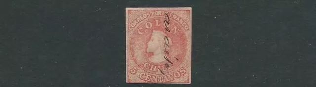 Chile 1865 Columbus (Scott 14 Wasserzeichen) F Gebraucht Stift Stempel