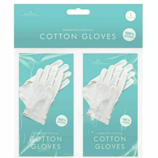 2 Pairs Of White Cotton Dermatological Gloves / Moisturising Eczema Hand Cream