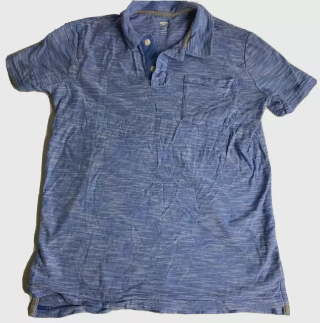 Old Navy Shirt Boys XL 14/16 Blue Striped Polo Pocket 1/4 Button collared Cotton