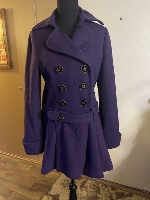 Steve Madden Women’s Wool Blend Peacoat Coat Purple Size Medium