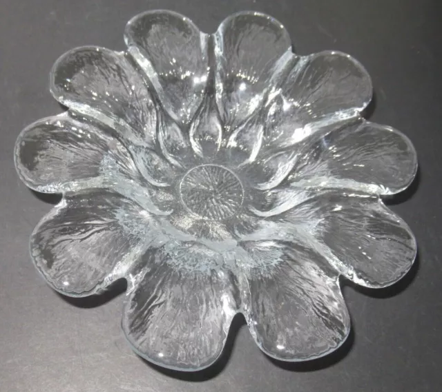 Scandinavian Holmegaard Flower Petal Bowl Dish Candle Holder Art Glass  Vintage