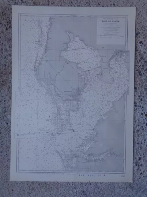CARTE  MARINE / Baie de Tampa  Golfe du Mexique - Floride  1958