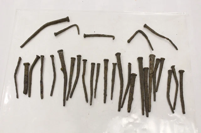 Antique Square NAILS LONG & SMALL LOT Old Hardware Display Store Homestead -N8